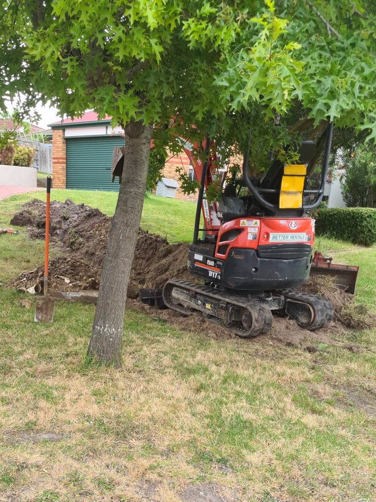 Excavation for underground pipe repair